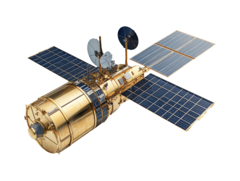 Satellite Communication Technology Render on Transparent Background
