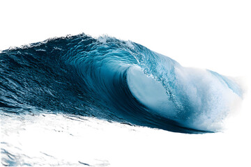 Powerful Ocean Wave with Dynamic Curl and Vivid Blue Hues Transparent Background, PNG