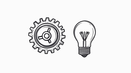Innovation Concept: Gear Wheel Next to Light Bulb for Creativity and Progress