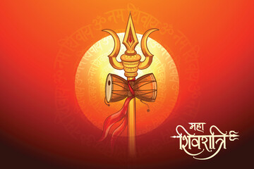 Happy maha shivratri festival background with trishul symbol card design