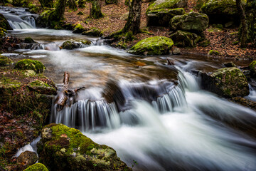 Waterfall, streem, moss and rocks