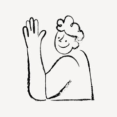 Man saying hello doodle, illustration vector
