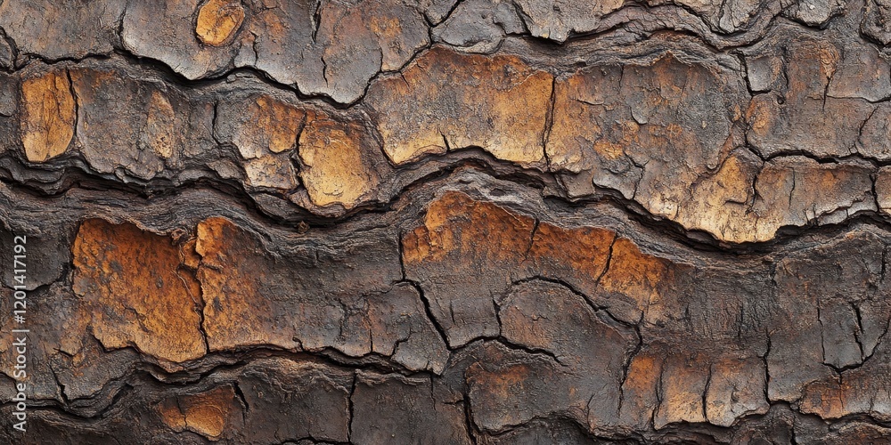 Aufkleber Natural bark texture serves as an ideal background material, showcasing intricate patterns and earthy tones perfect for various design applications. Explore natural bark texture for a unique