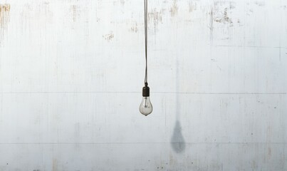 A Hanging Lightbulb Against a White Wall