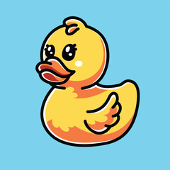 Cute Rubber Duck Vector Cartoon Illustration