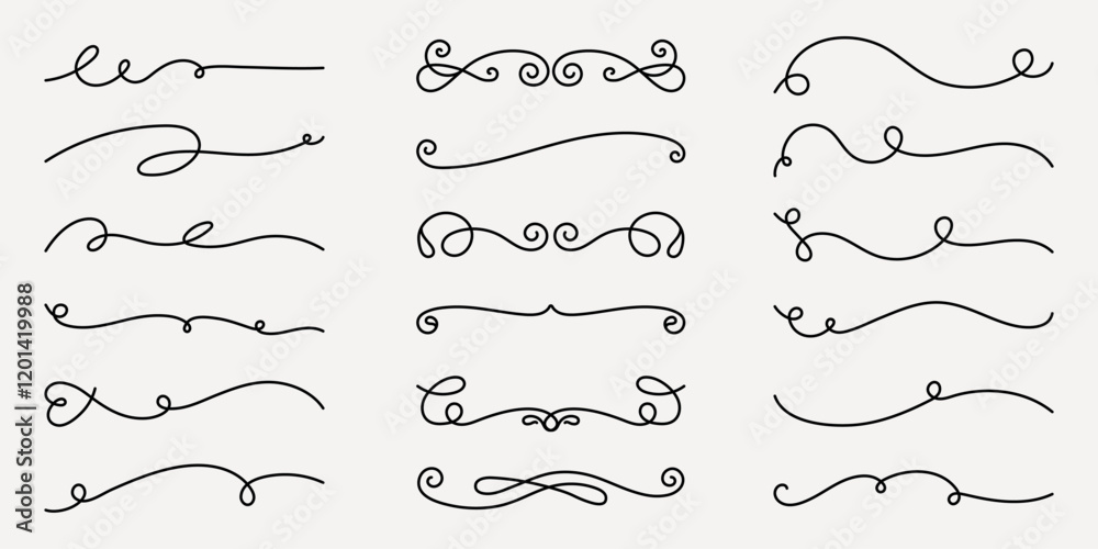 Poster vector set. elegant decorative dividers with swirls and curls. swirls and curls in various styles. p