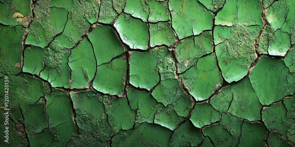 Fototapete the surface features a texture adorned with cracked green paint, creating a unique visual effect tha