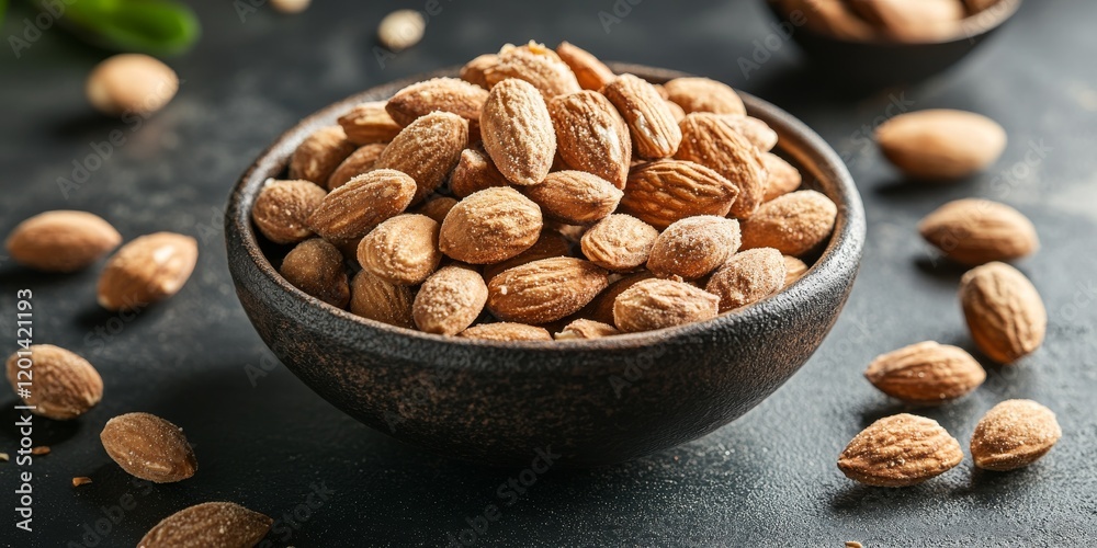 Aufkleber salted fried almonds served in a bowl alongside almond nuts still in their shells create a delightfu