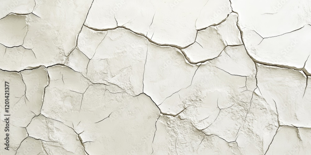 Aufkleber cracks in the creamy white wall create an intricate design of long lines, showcasing the unique text