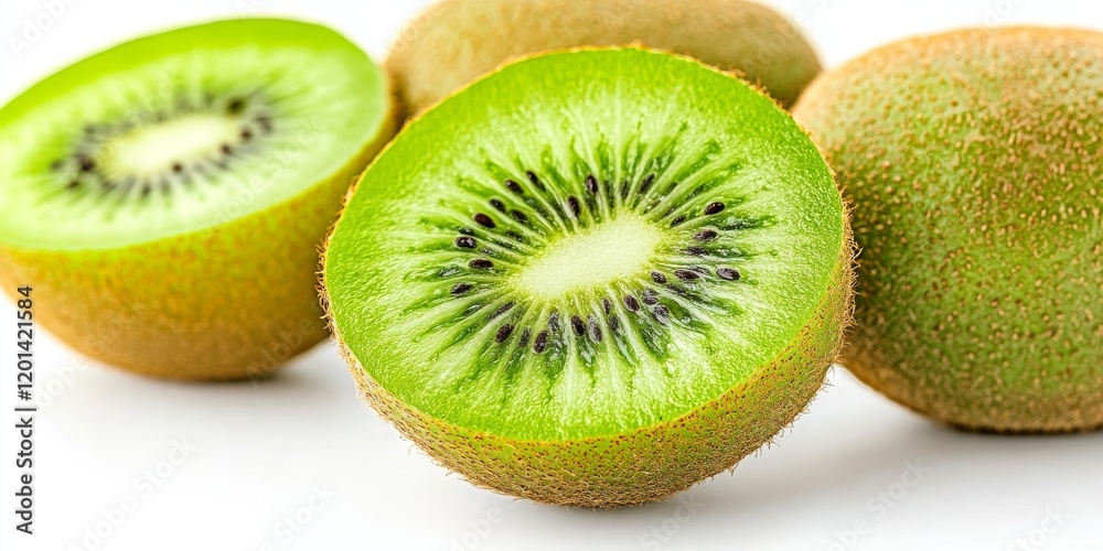 Aufkleber fresh and juicy kiwi isolated on a white background, showcasing the vibrant green color and unique t