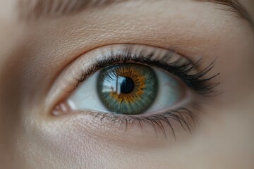 Fototapeta premium Close up view of beautiful female eye with long eyelashes