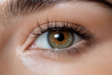 Obraz premium Close up view of beautiful female eye with long eyelashes