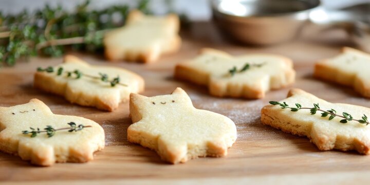Homemade shortbread cookies shaped like cats, infused with lemon and thyme, offer a delightful twist on traditional sweet treats. Enjoy these unique homemade shortbread cookies at any gathering.