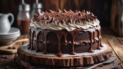chocolate cake on a white plate