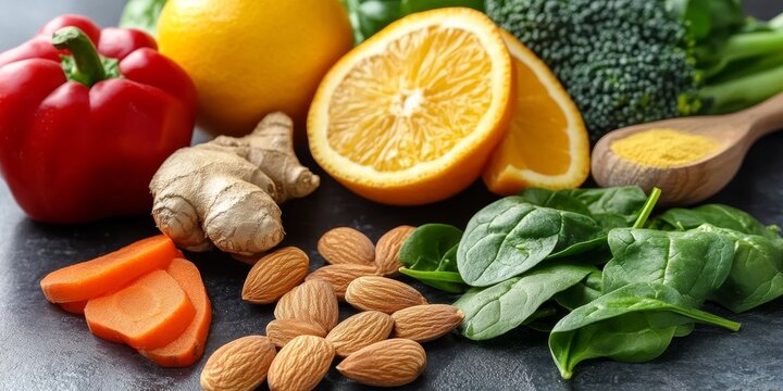 Foods that enhance the immune system include citrus, red bell peppers, broccoli, garlic, ginger, spinach, almonds, and turmeric. Incorporate these immune boosting foods for better health.