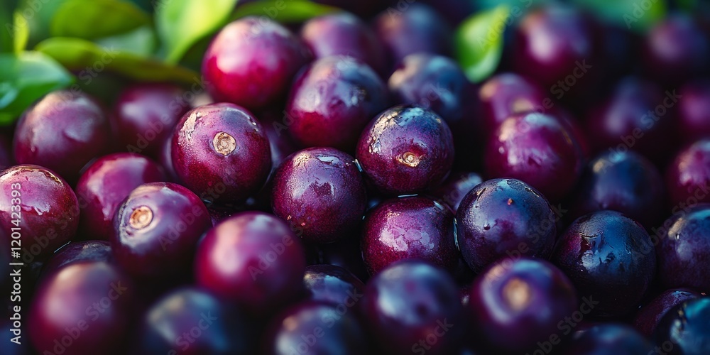Poster fresh java plum fruit, also known as jamun, showcases its vibrant color and unique flavor. this imag