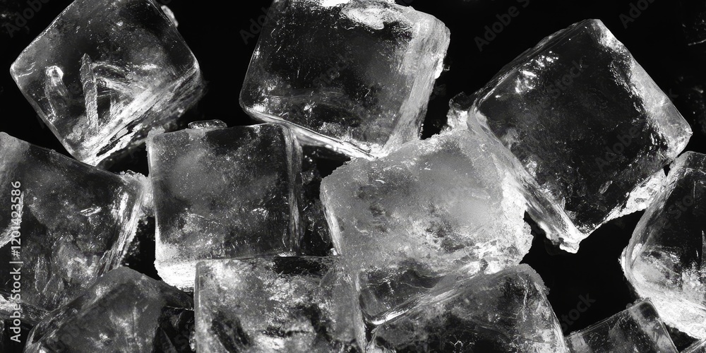 Aufkleber full frame image showcasing ice cubes in detail, emphasizing the clarity and texture of the ice cube