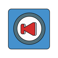 previous track lineal color line icon with white background vector stock illustration