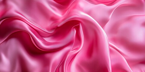 Obraz premium Seamless kaleidoscope of pink silk creates a stunning visual experience. This pink silk fabric dazzles with vibrant colors and shimmering ripples, embodying delightful sophistication in every detail.