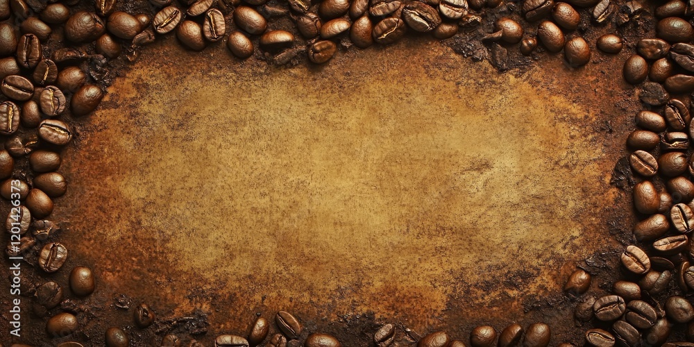 Poster coffee bean bag background featuring a textured design that highlights the richness of coffee beans.