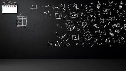 A blackboard covered with handwritten set notation and examples