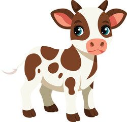 Beautiful animal baby cow vector artwork illustration 