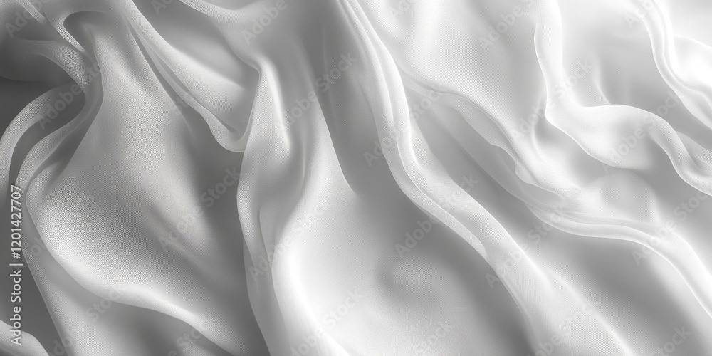Leinwandbilder white curtain with gentle waves and soft shadows creates an abstract background in isolation, enhanc