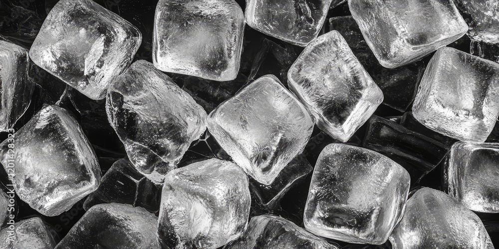 Aufkleber full frame image showcasing ice cubes in detail, emphasizing the clarity and texture of the ice cube