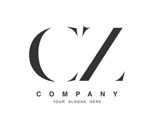 CZ logo design. Initial letter c and z serif font style. Creative classic company name typography. Trendy logotype or identity.