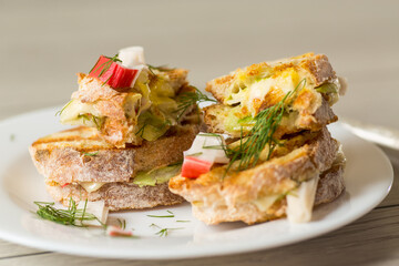 Sandwiches with vegetable and cheese filling