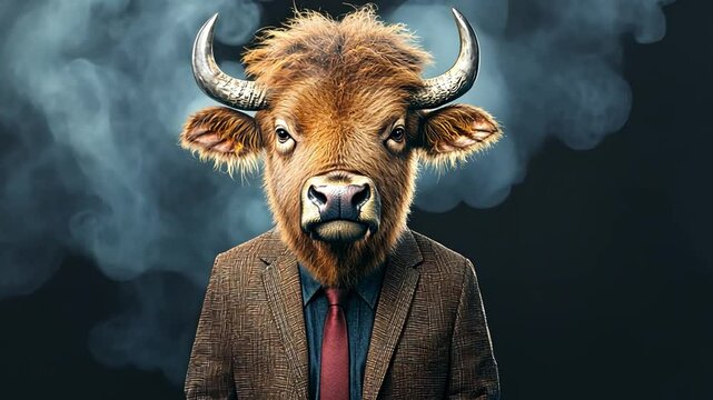 Unique blend of business attire and animal head creates striking surreal imagery in modern art
