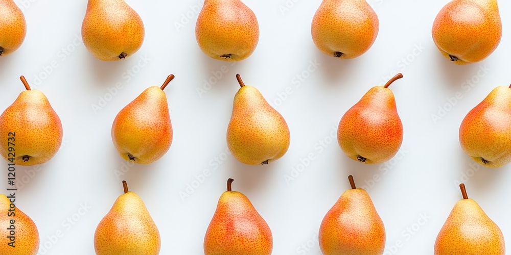 Poster pears arranged on a clean white background, showcasing the beauty of pears in a simple composition. 