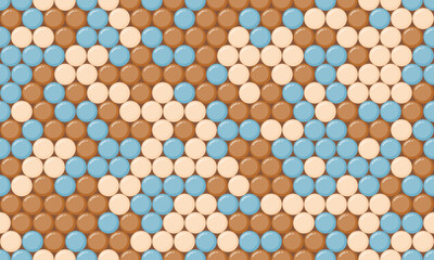 Abstract polka dot pattern with geometric circles, perfect for seamless textile prints, wallpaper, or modern poster backgrounds. A trendy and creative vector design.