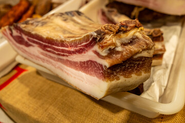 traditional smoked bacon from the gastronomy of northern Portugal, Tras os montes