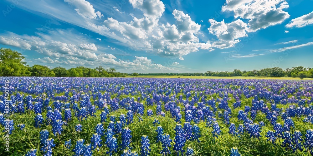 Poster vast fields of bluebonnets stretch endlessly, showcasing the beauty of bluebonnets in every directio
