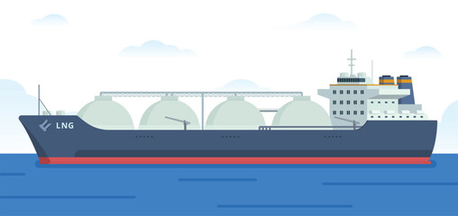 Fototapeta premium Gas Carrier Ship LNG Vector Illustration. Fully Editable Element. Easy to Edit and Customize