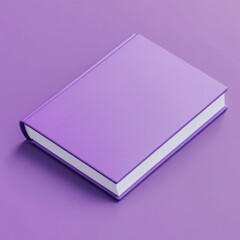 A simple, closed purple book resting on a matching purple surface, showcasing a clean and modern aesthetic.