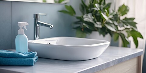 Modern Bathroom Sink with White Vessel Sink and Chrome Faucet