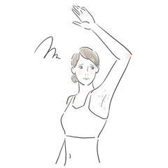 ブラタンクトップを着た脇がぶつぶつで困った女性