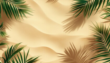 Tropical beach sand texture with palm leaves and shadows. (1)
