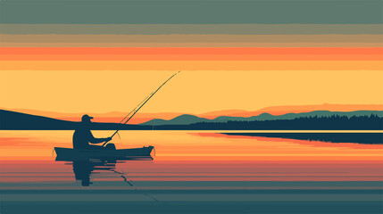 Flat Vector Illustration of a Fishing Partner Request Concept
