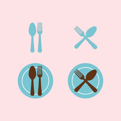 Set of cutlery icons. spoon and fork icon on pink background for your design. Illustration For Personal and Commercial Use. Clean Look Trendy Icon. Food icon element symbol