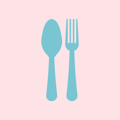 Plate and cutlery icon. knife and fork icon on blue and brown color. Illustrations For Personal and Commercial Use. Clean Look Trendy Icon. Food icon element symbol