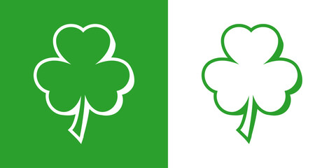 Logo con silueta de tr&eacute;bol de tres hojas en perspectiva tridimensional en espacio negativo para tarjetas y felicitaciones de San Patricio