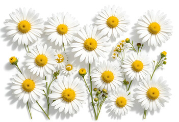 Obraz premium Delicate Daisies Arrangement on a White Background