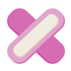 Pink Band-Aid Icon:  A simple yet eye-catching illustration of a pink band-aid, signifying healing, care, and protection. Its minimalistic design is perfect for medical, healthcare.