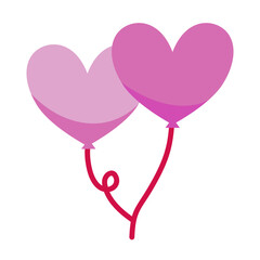 Heartfelt Balloons: Two vibrant pink heart-shaped balloons are tied together with a single string, symbolizing a love connection or a romantic gesture. The simplistic design evokes feelings of joy.