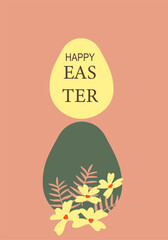 Easter celebration poster design with happy easter message and floral decoration.