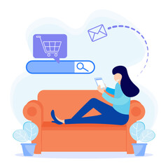 Illustration vector graphic cartoon character of e commerce