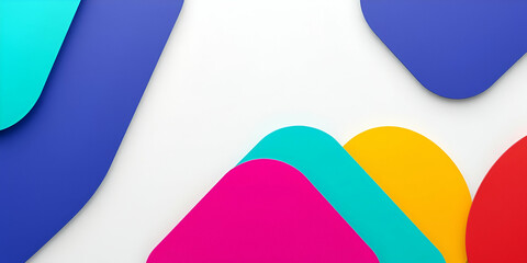 Modern flat design digital artwork featuring vibrant complementary colors.  Abstract 3D background with a textured surface.  Contrasting colors, balanced tones, simple shapes